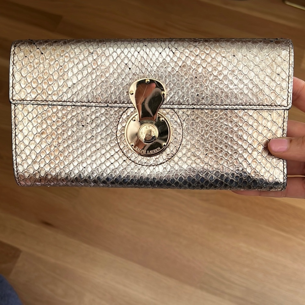 Ralph Lauren Purple Label python clutch